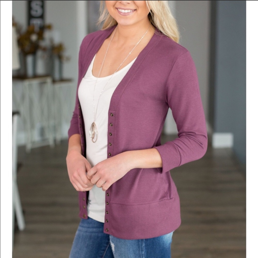 ✨LAST ONES ✨Dark plum snap closure cardigan - Picture 2 of 2